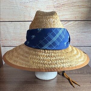 EUC Mens Solfish Straw Hat with Blue Band